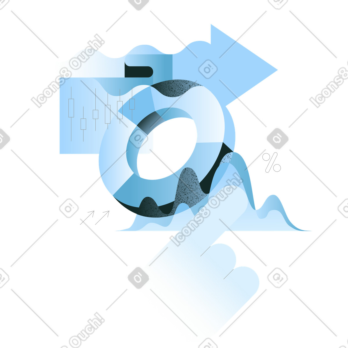 Financial growth analysis using charts and graphs illustration in PNG, SVG