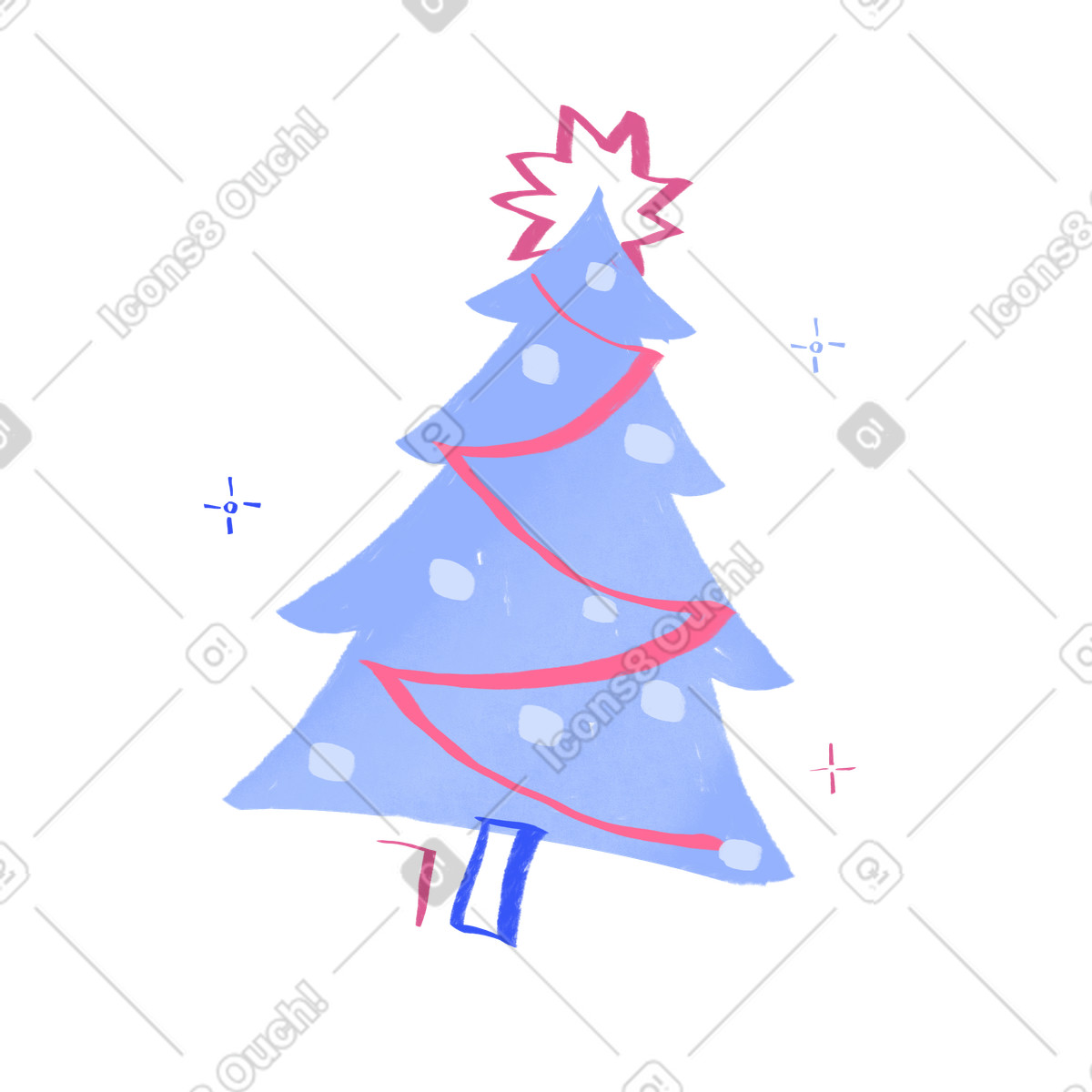 下载 Quirky 风格的 Christmas tree with graphic elements 插画，支持 PNG、SVG 格式