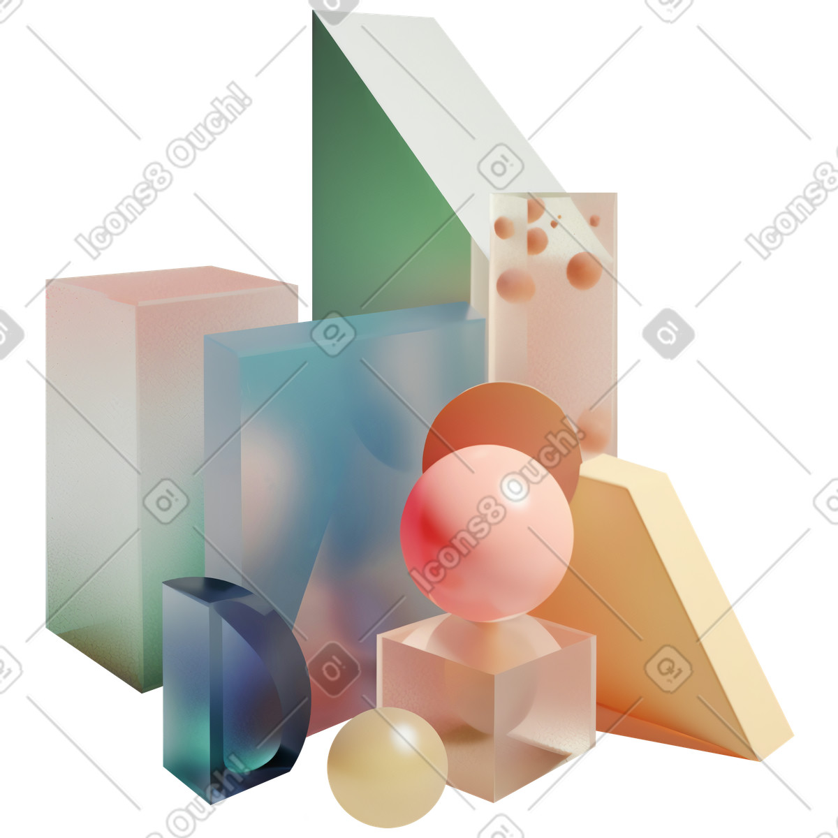 Ilustração de Composição abstrata com objetos plástico coloridos em no estilo 3D Construction para baixar em PNG, SVG