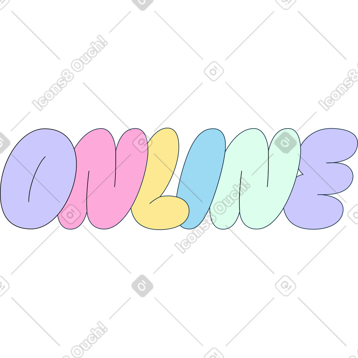 Ilustración Letras en línea estilo Bubble gum a descargar PNG y SVG