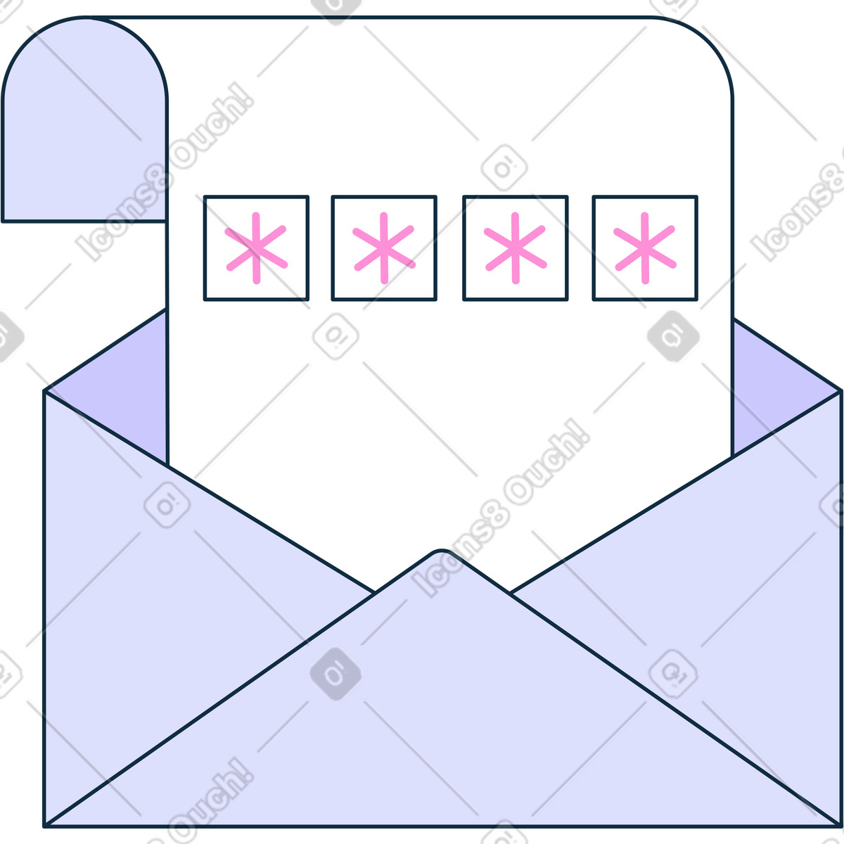 Ilustración Correo electrónico con contraseña cifrada en estilo Bubble gum a descargar en PNG y SVG