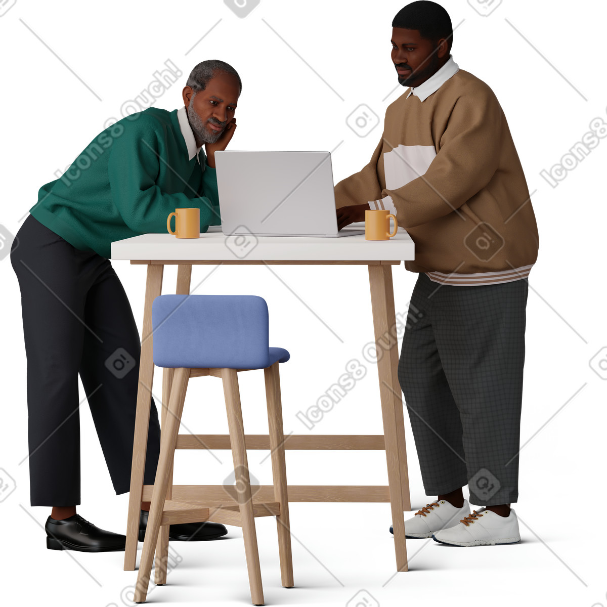 Men working at the table illustration vector graphics clipart for man theme