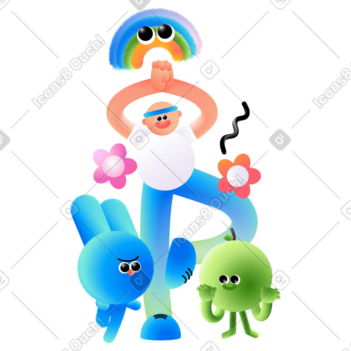 Illustration Guy s'en tenir à un mode de vie sain dans le style Puffy télécharger aux formats PNG, SVG