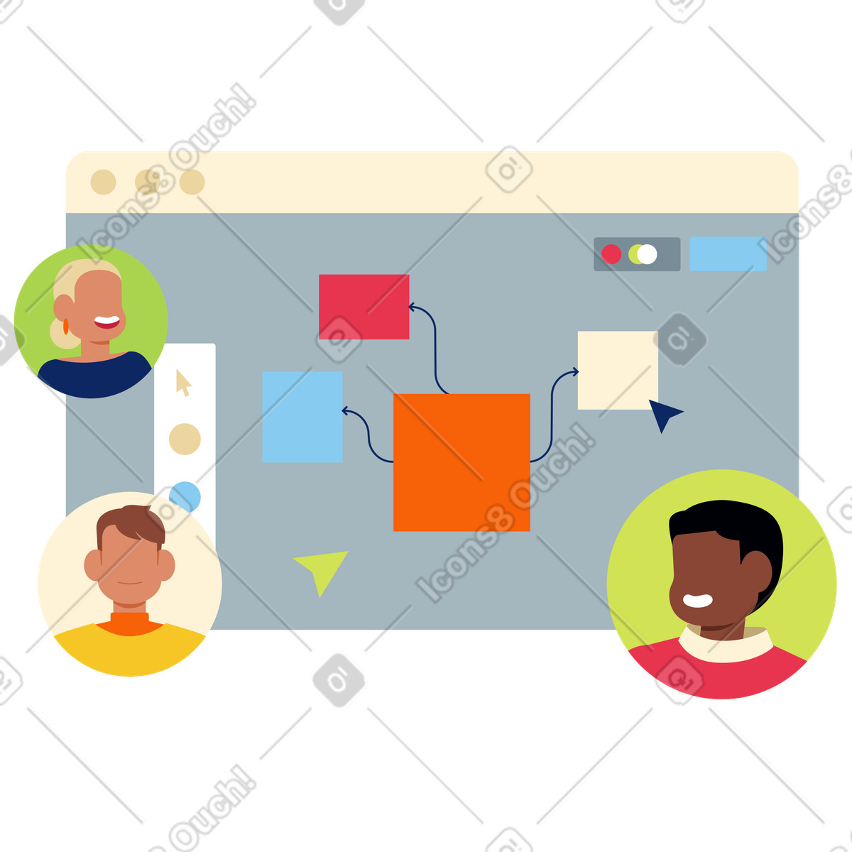 Virtuelle bürosoftware für remote-teams-Illustration im Catchy-Stil als Download in PNG, SVG
