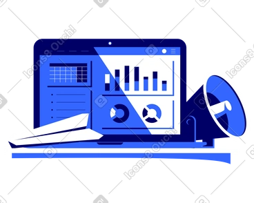 Herramientas de análisis de marketing en una computadora portátil PNG, SVG