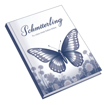 A book cover featuring a large, detailed "schmetterling" in mid-flight. The butterfly has intricate patterns on its wings, showcasing a blend of shapes and textures. The wings are fully extended, capturing the essence of motion and grace. The background features a soft, blurred nature scene with hints of flora, creating a harmonious atmosphere that emphasizes the beauty of the butterfly. The title of the book is displayed prominently in elegant typography, positioned at the top or bottom of the cover, complementing the overall design.