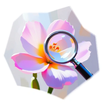 A loupe highlighting the texture and color variations of a flower petal