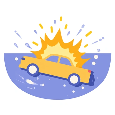 A car explosion viewed from underwater, creating a glowing effect
