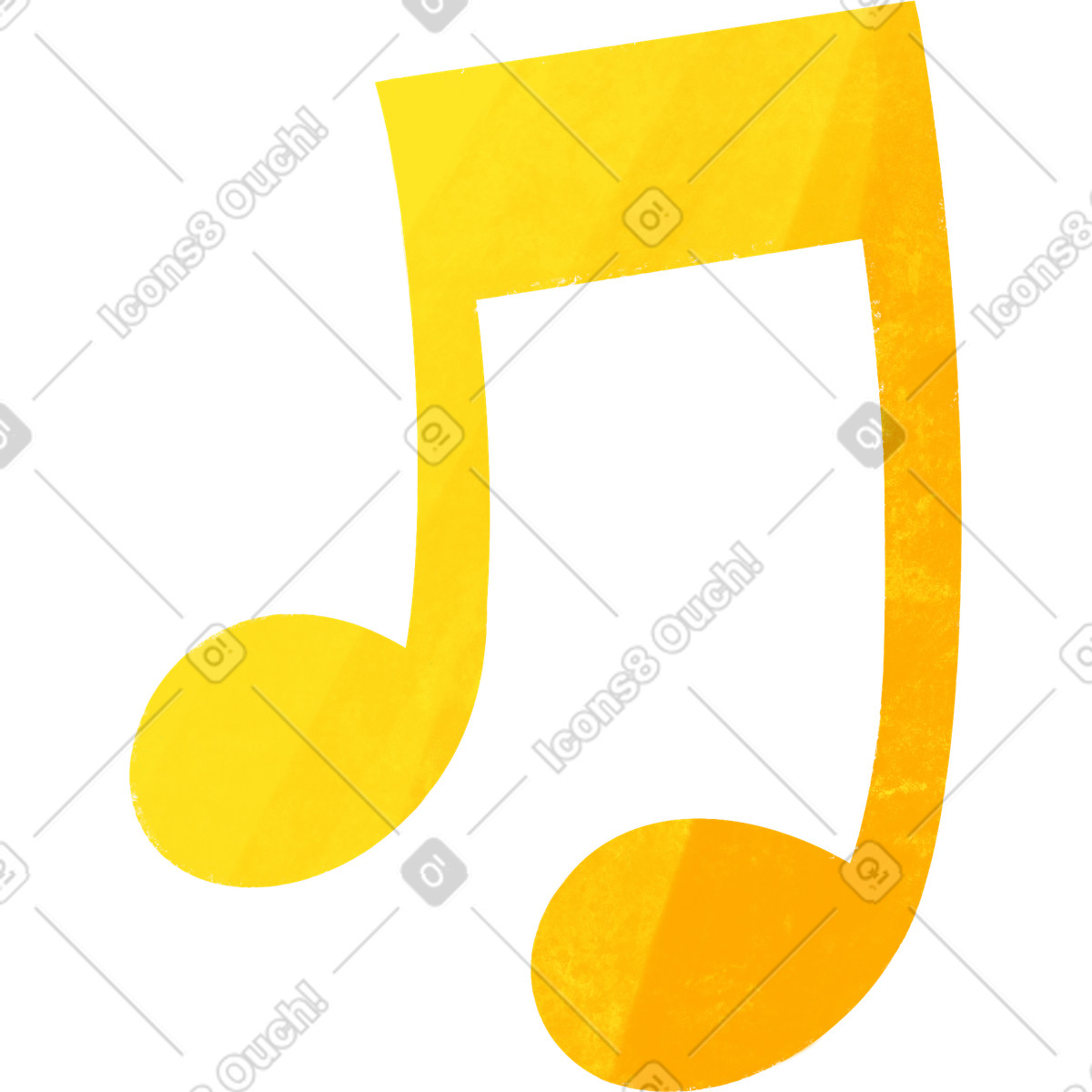 Yellow musical note illustration in Bonbon style download in PNG, SVG