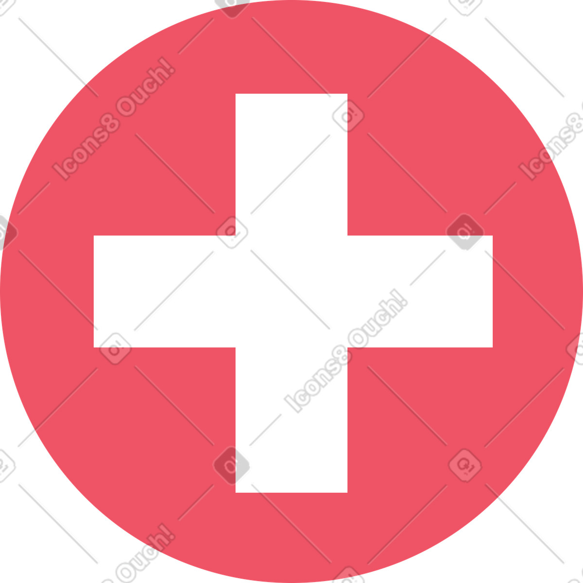 Red cross sign illustration in Boba style download in PNG, SVG