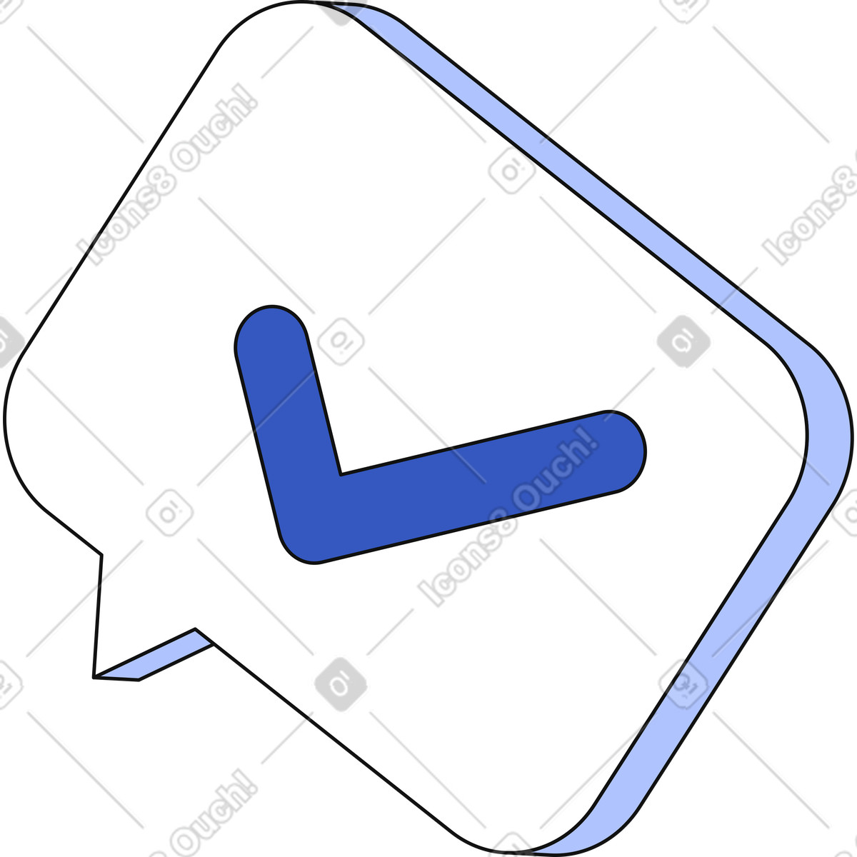 Speech bubble with checkmark illustration in PNG, SVG