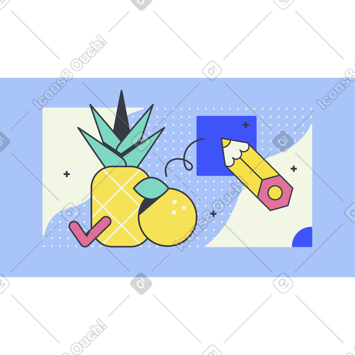 Fresh fruit for a healthy diet illustration in Abstract style download in PNG, SVG