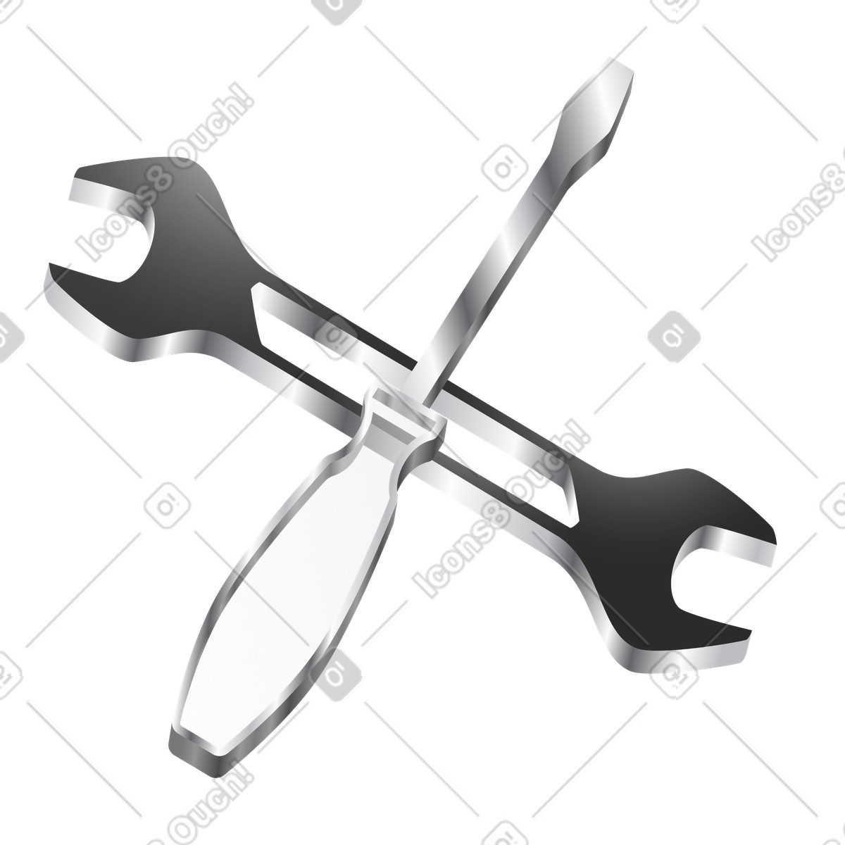 Screwdriver and wrench crossed, Technical support maintenance illustration in Token style download in PNG, SVG