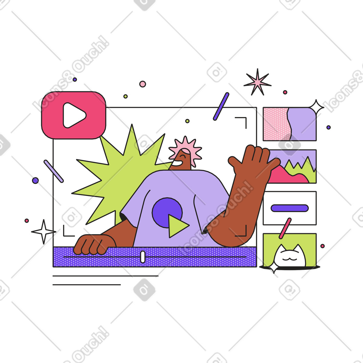 Video blogger illustrazione in stile Dazzle scarica in PNG, SVG