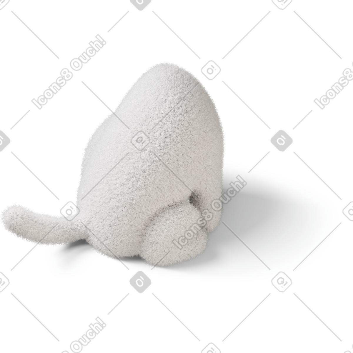3D Buddy 스타일의 푹신한 착석 바디의 4분의 1 뒷모습 일러스트레이션 PNG, SVG 다운로드