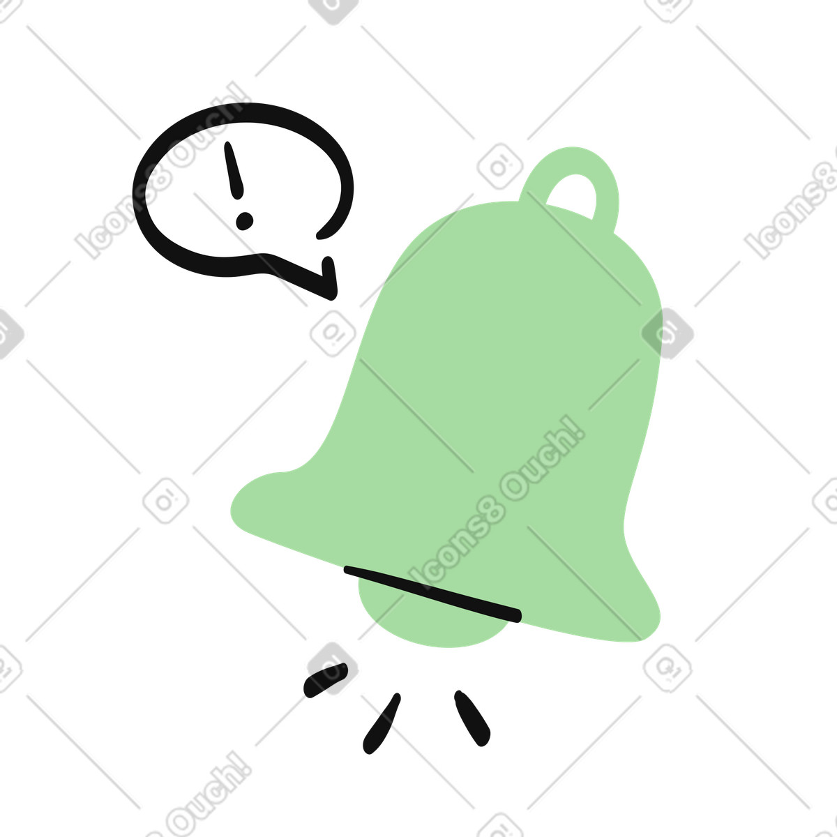 Organic スタイルの Warning bell symbol for app notifications and critical reminder alert のイラストをPNG、SVG形式でダウンロード