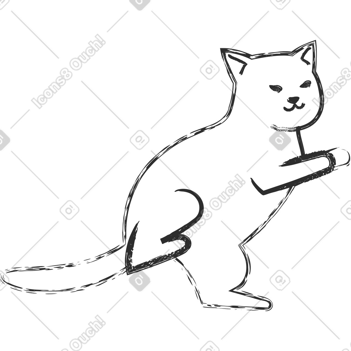 Illustration Chaton blanc dans le style Graphite à télécharger aux formats PNG, SVG
