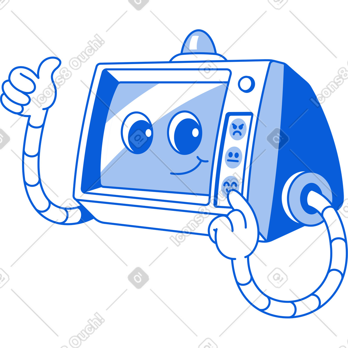 Fröhlicher monitor-Illustration im Handy Line-Stil als Download in PNG, SVG