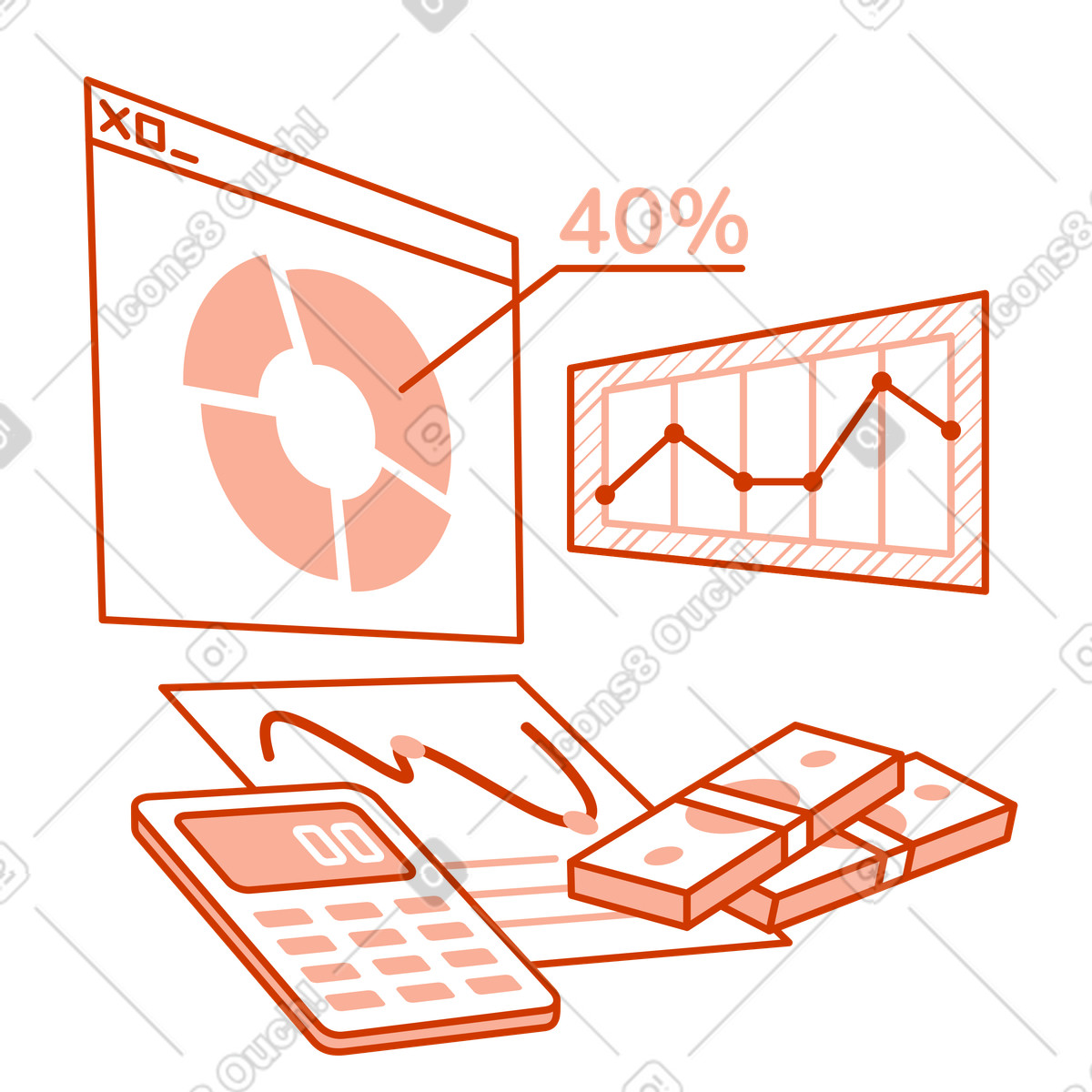 Business planning and financial analytics illustration in PNG, SVG