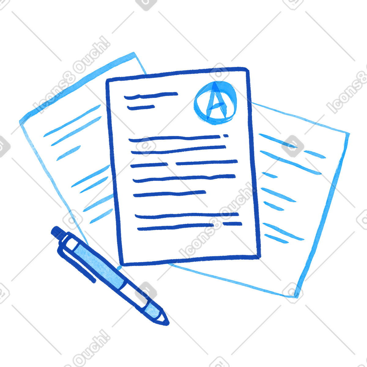 Tint スタイルの Documents contract pages with pen for signature and official approval のイラストをPNG、SVG形式でダウンロード