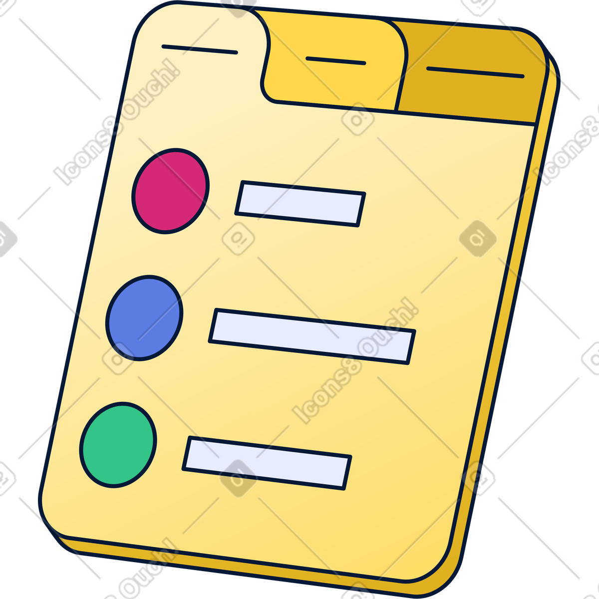 Digital task organizer layout with tabs illustration in Neat style download in PNG, SVG
