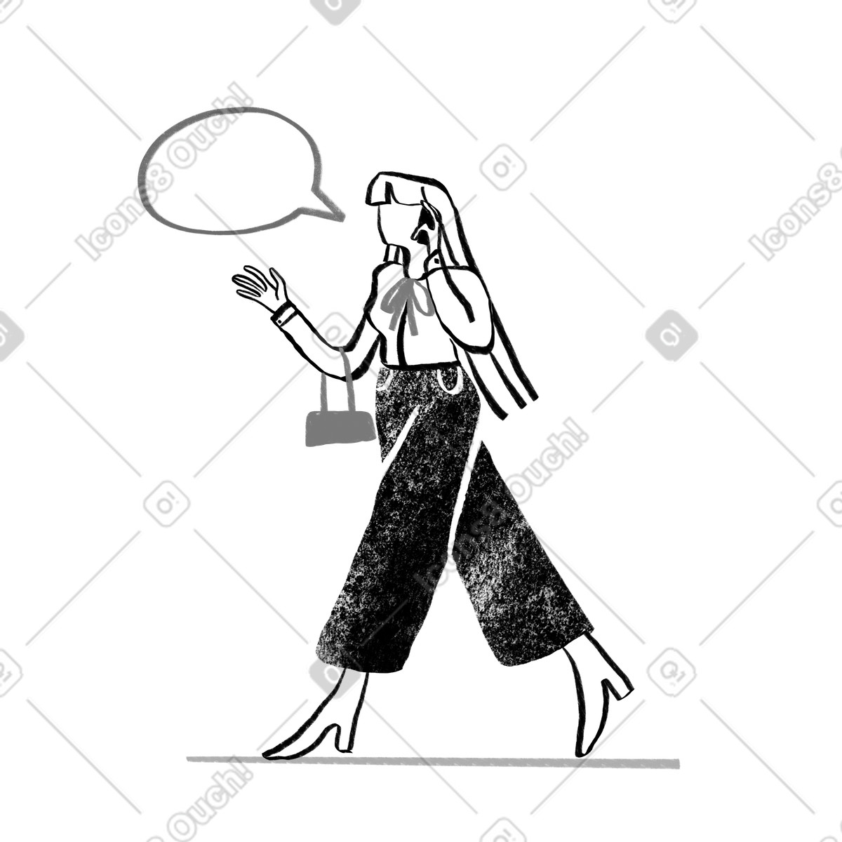 Ilustração de Mulher negra e branca andando falando no telefone em estilo Company para baixar em PNG, SVG
