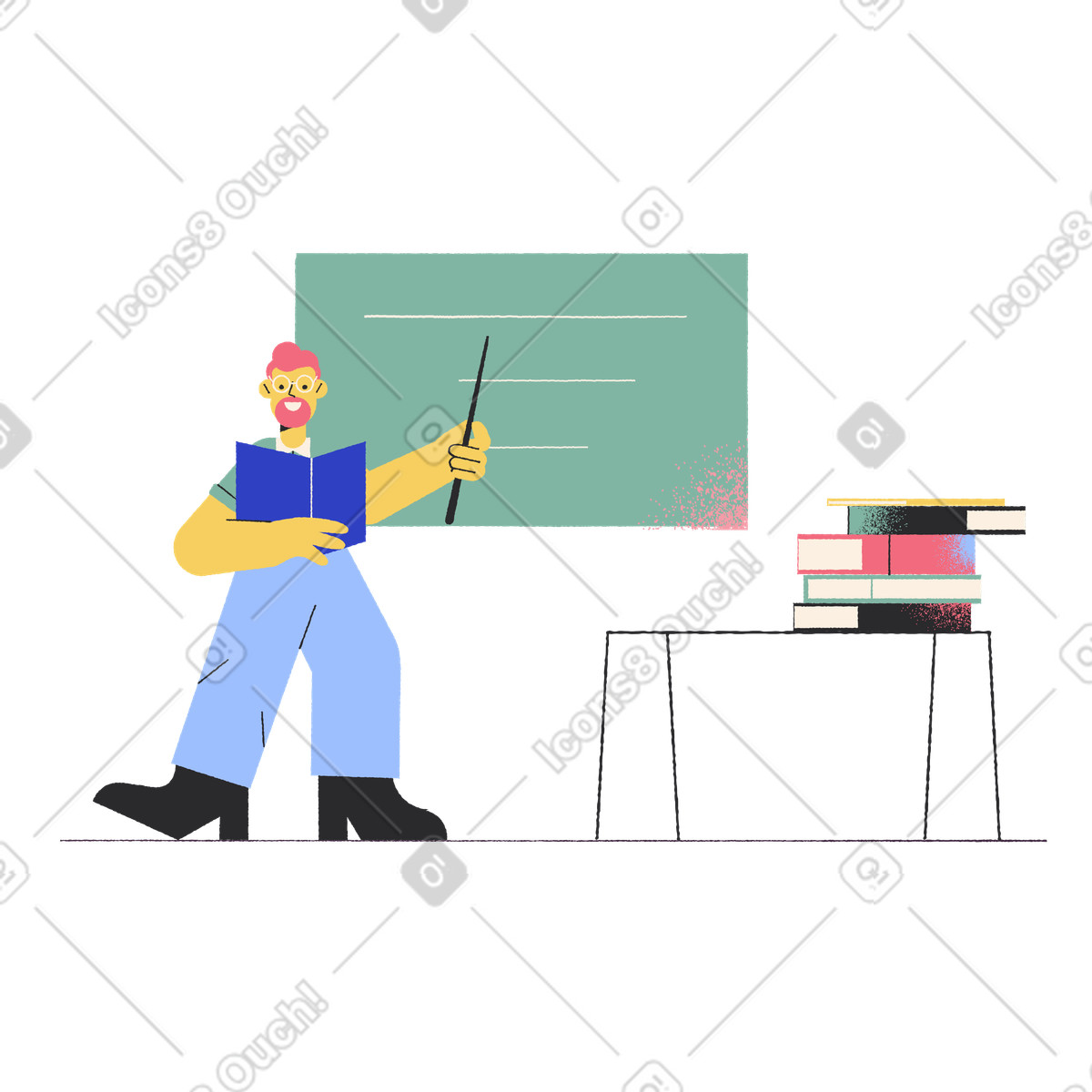 Illustration Enseignant en classe dans le style Pablo à télécharger aux formats PNG, SVG