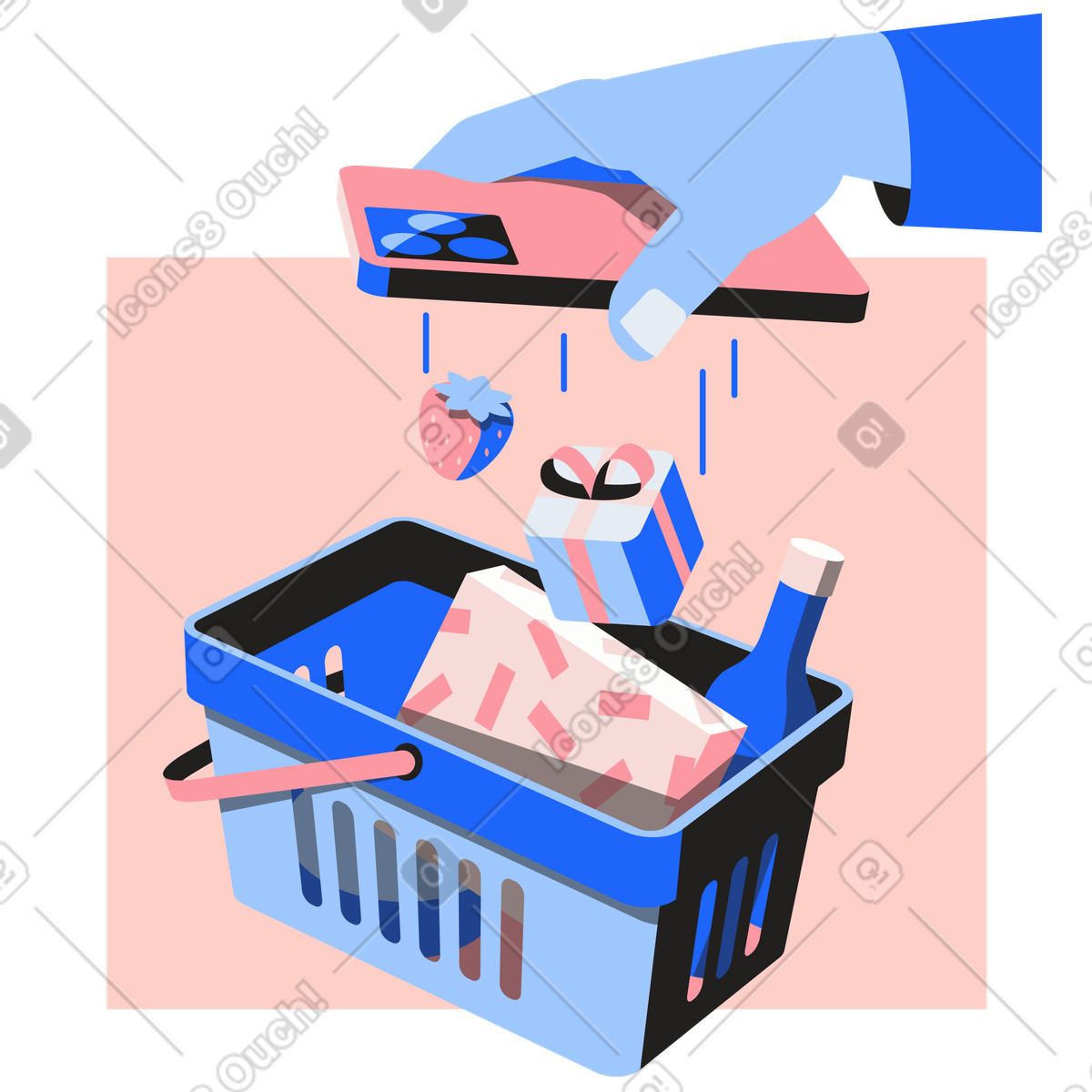 Ilustração de Compras on-line via smartphone em no estilo Editorial para baixar em PNG, SVG