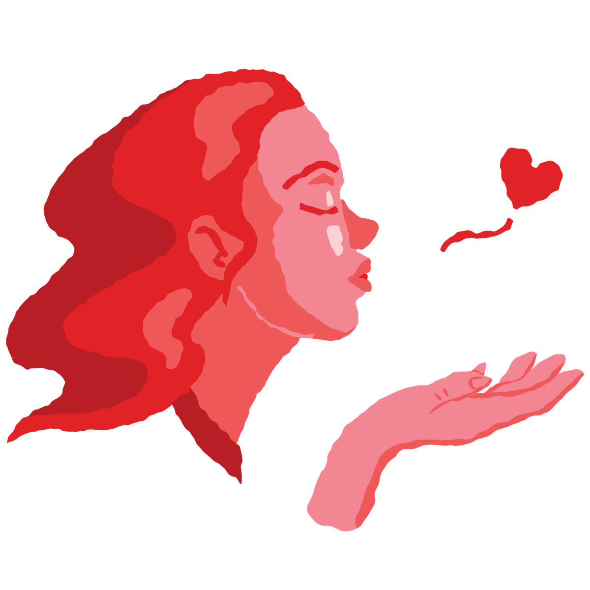 Woman sending an air kiss illustrazione in stile Cherry scarica in PNG, SVG