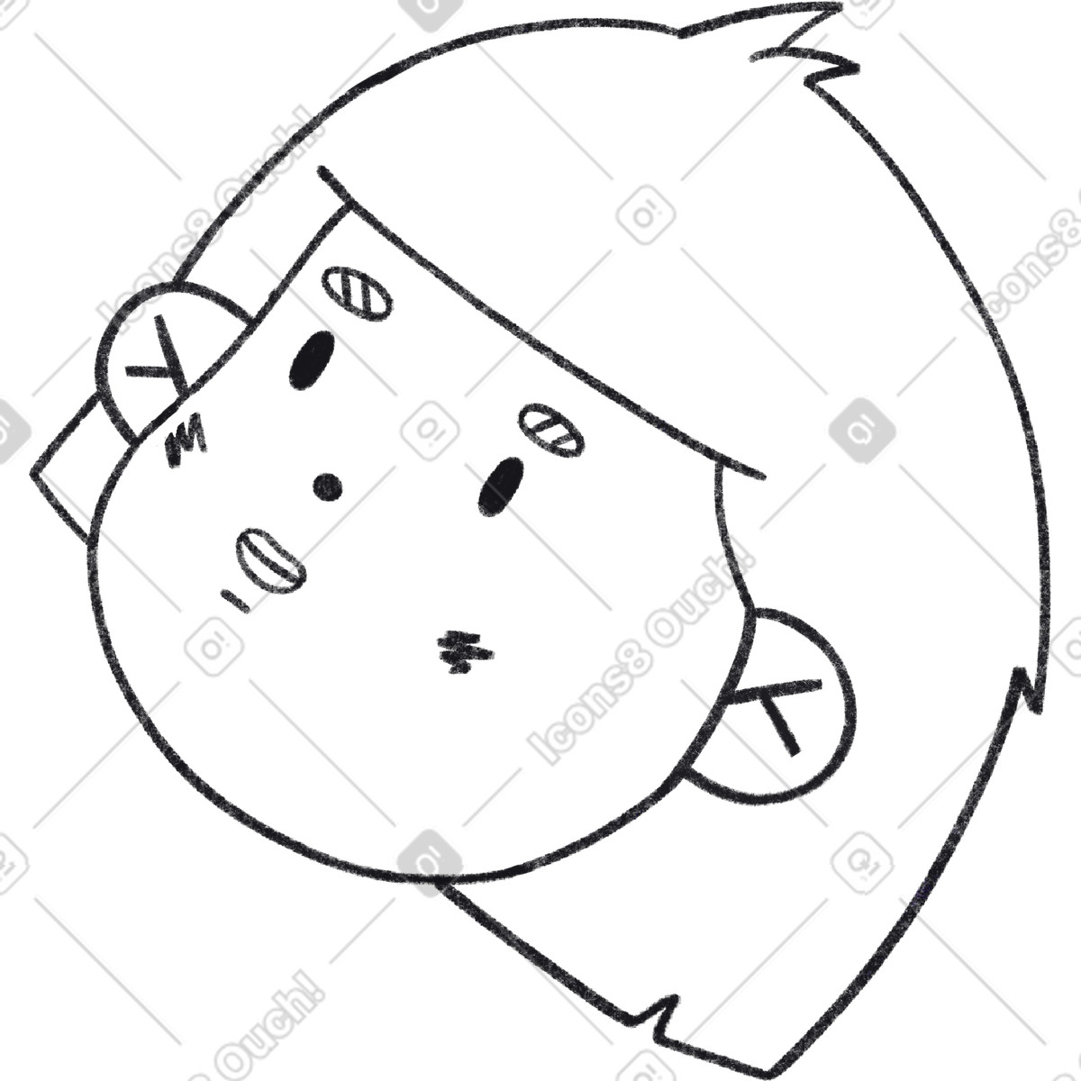 下载 Bonbon Line 风格的 Doodle style person portrait with simple facial features 插画，支持 PNG、SVG 格式