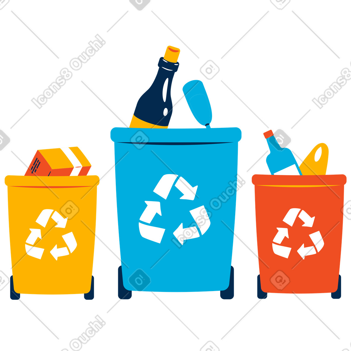 Illustration Tri des déchets vers différentes décharges dans le style Flame à télécharger aux formats PNG, SVG