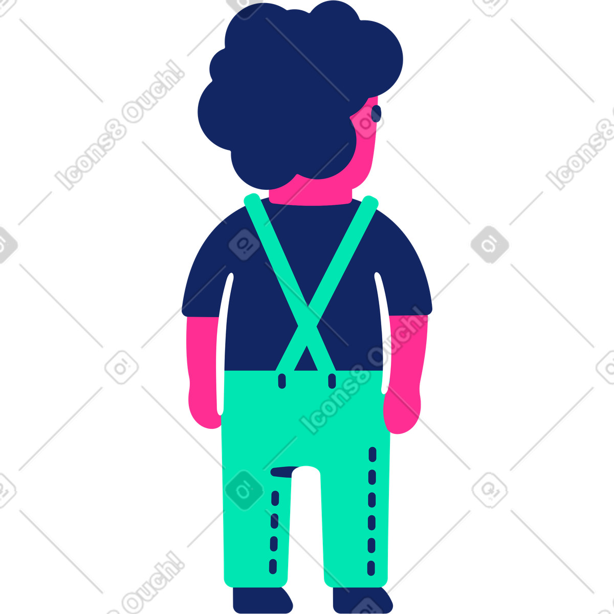 Kind zurück-Illustration im Cyborg-Stil als Download in PNG, SVG