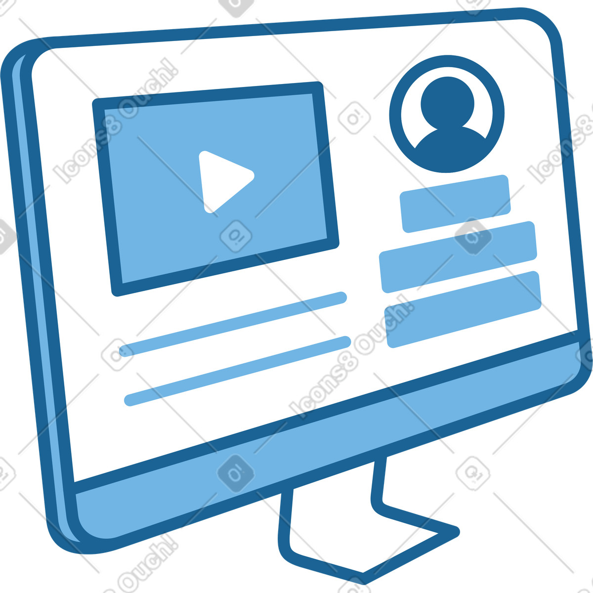 Ilustración Monitor con interfaz y reproductor de vídeo en estilo Natty a descargar en PNG SVG