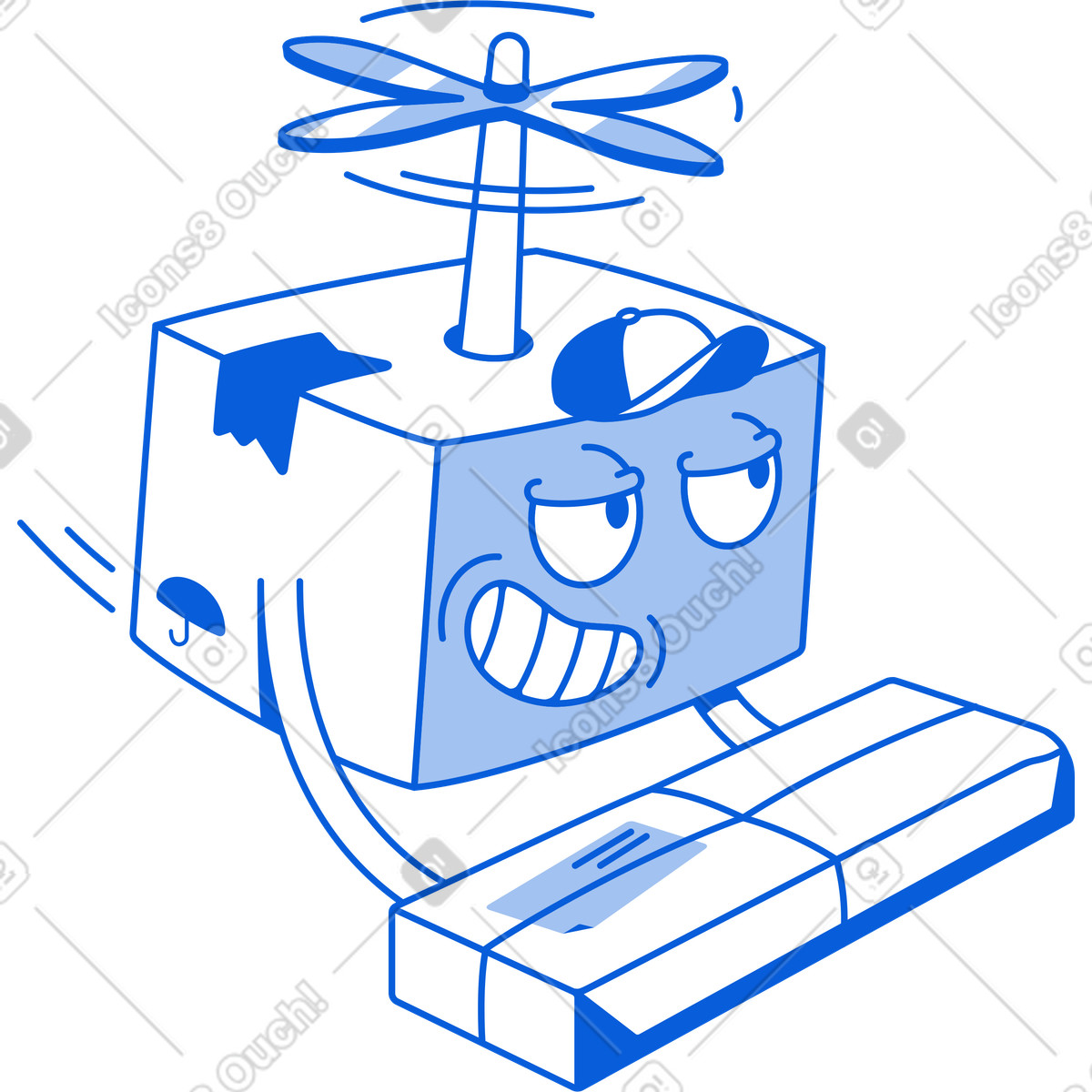 Box with package illustration in Handy Line style download in PNG, SVG