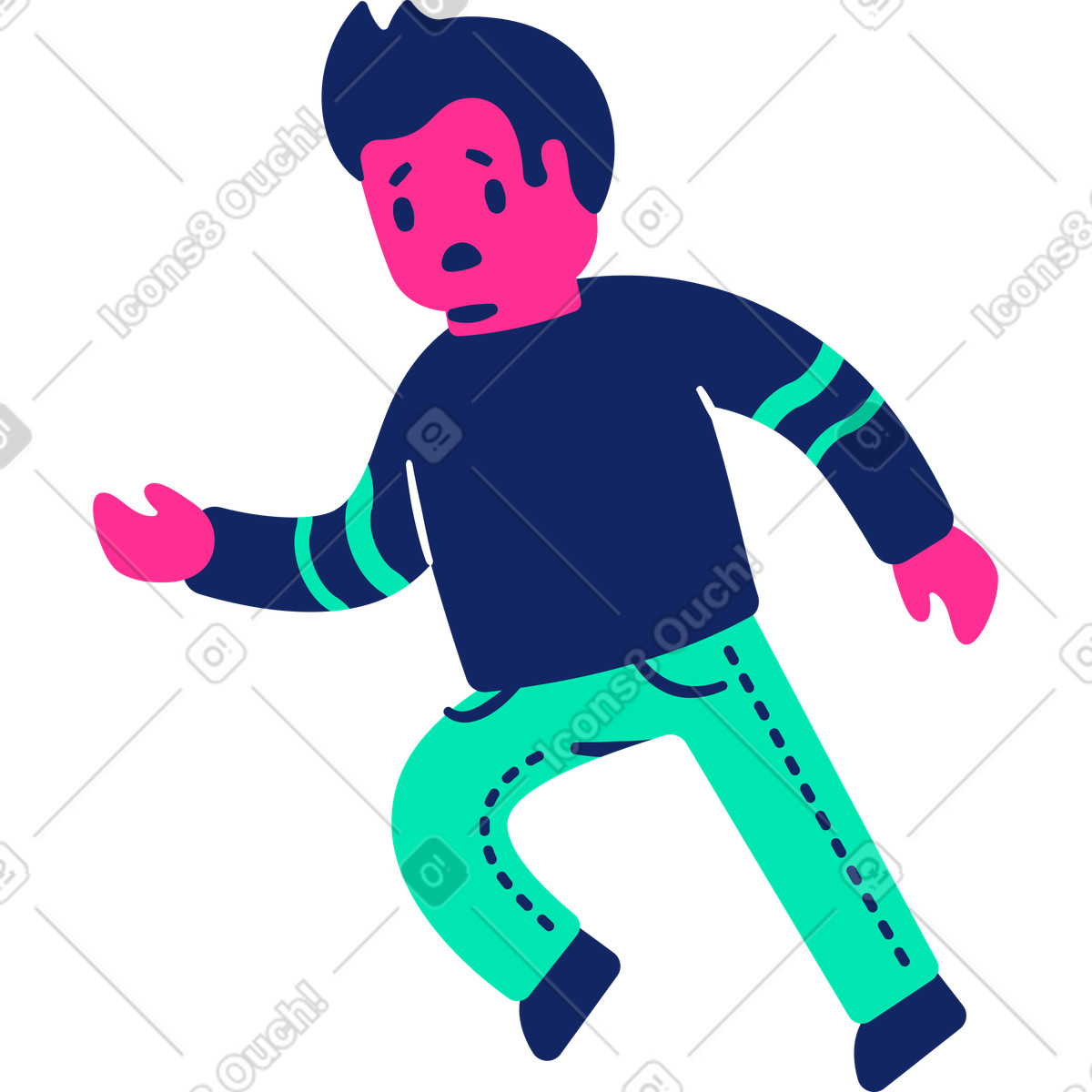 Illustration Homme triste en cours d'exécution dans le style Cyborg à télécharger aux formats PNG, SVG
