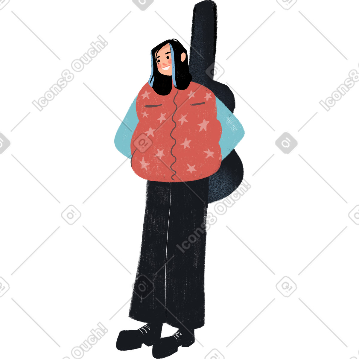 Ilustración Girl guitar en estilo Experimental a descargar en PNG y SVG