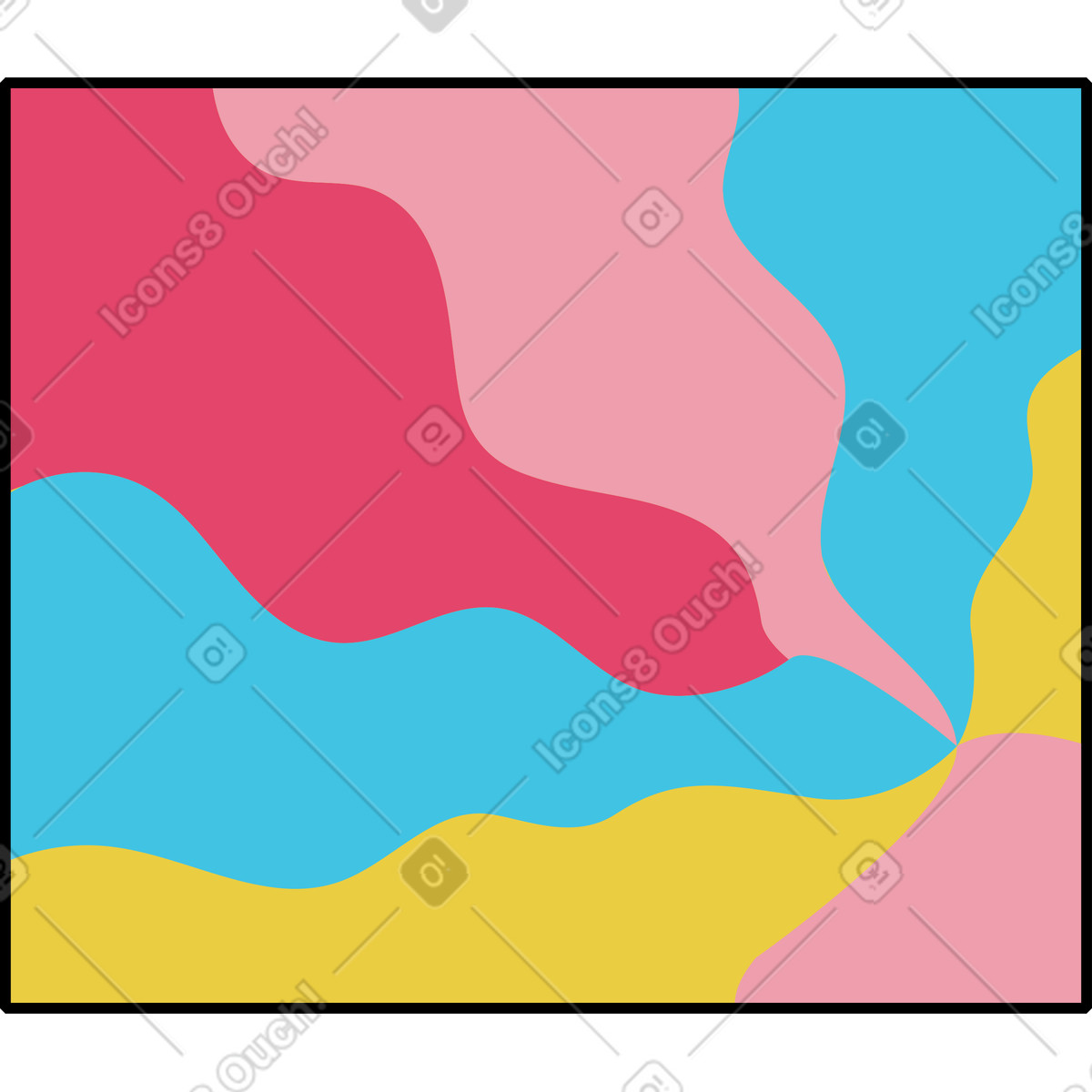 Wavy rectangle illustration in Memphis style download in PNG, SVG