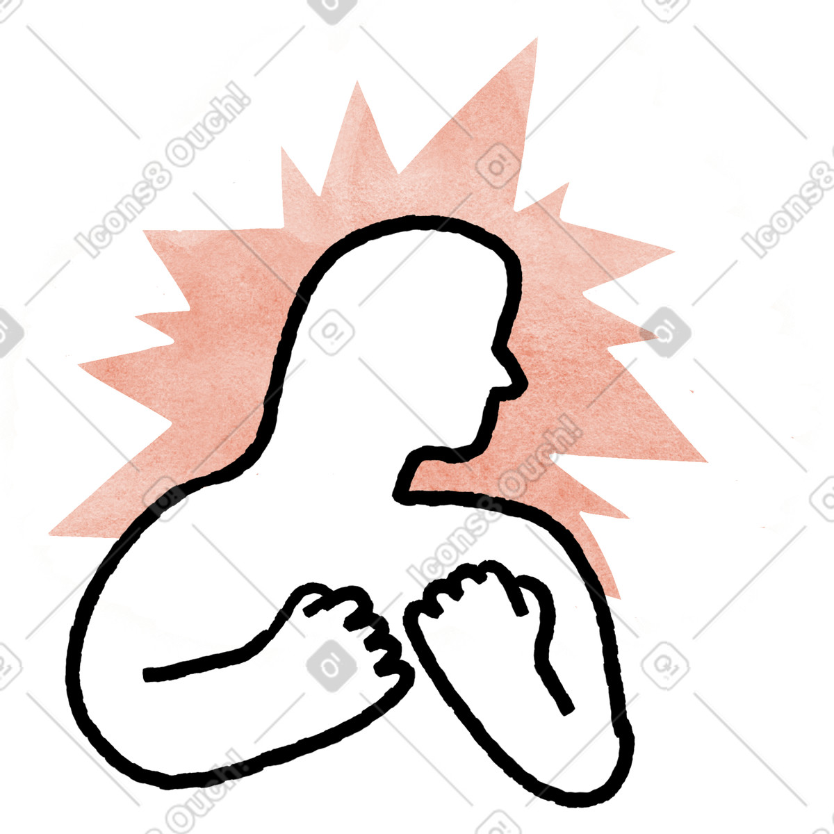 Illustration Anger silhouette with clenched fists and explosive emotional burst dans le style Anthropic Claude Hand Drawn à télécharger aux formats PNG, SVG