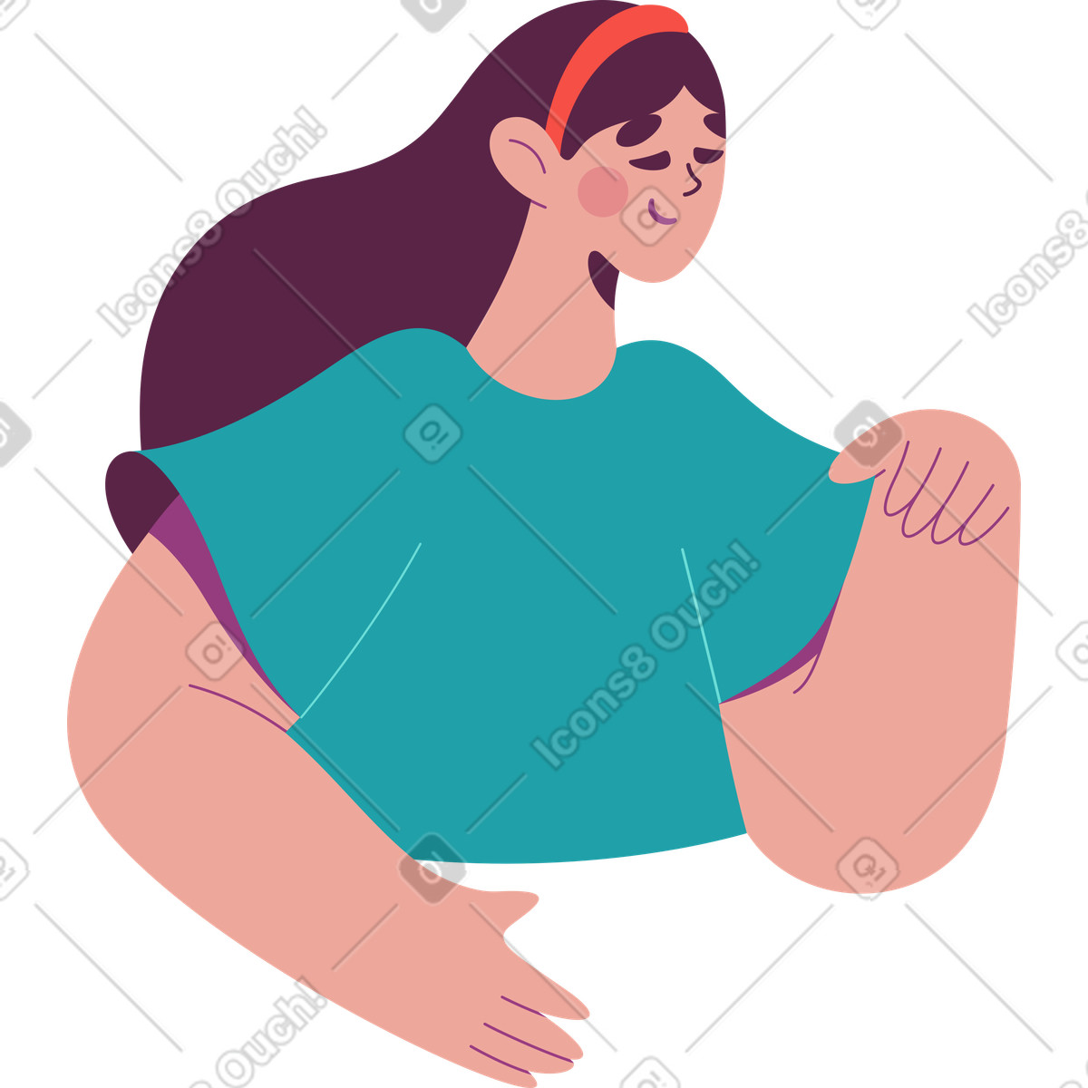 Mädchen, das etwas hält-Illustration im Sammy-Stil als Download in PNG, SVG