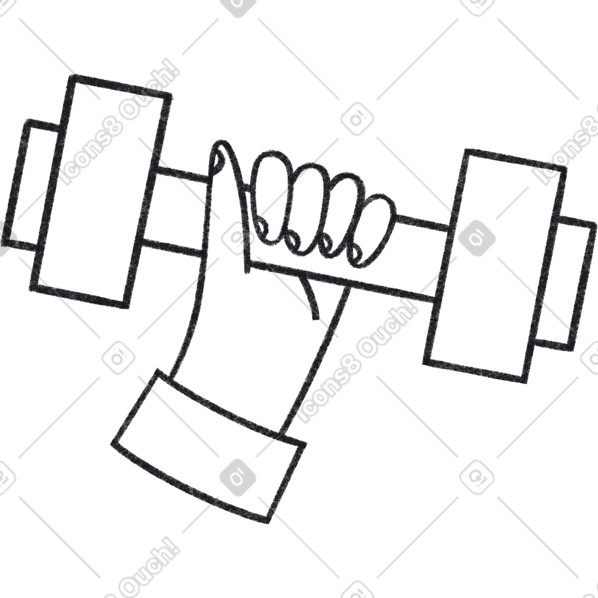 下载 Bonbon Line 风格的 Hand holding a dumbbell 插画，支持 PNG、SVG 格式