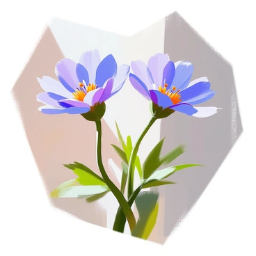 Two vibrant cornflowers, with their deep blue petals, are entwined together to form the shape of a heart. The flowers are positioned closely, their stems curling around each other in a harmonious embrace. The delicate green leaves provide a contrast to the striking blue petals, enhancing the heart shape they create. Soft light illuminates the scene, highlighting the intricate details of the flowers and their connection.