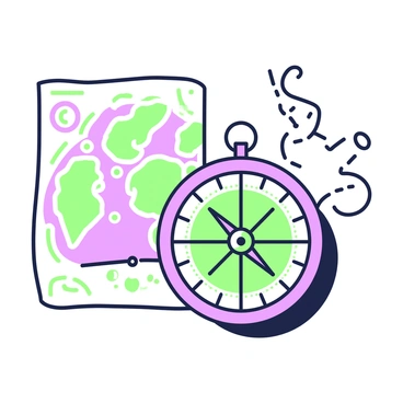 A minimalist historical fiction poster features a simple compass placed at the center. The compass is designed with clean lines, showcasing its cardinal directions clearly labeled. Next to the compass, there is a faded map that appears worn and weathered, complete with subtle details of ancient coastlines and landmarks. The background is textured, adding depth to the composition, while the overall arrangement allows the compass and map to stand out prominently as focal points.