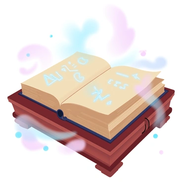 An ancient spellbook with pages turning on its own and magical runes glowing