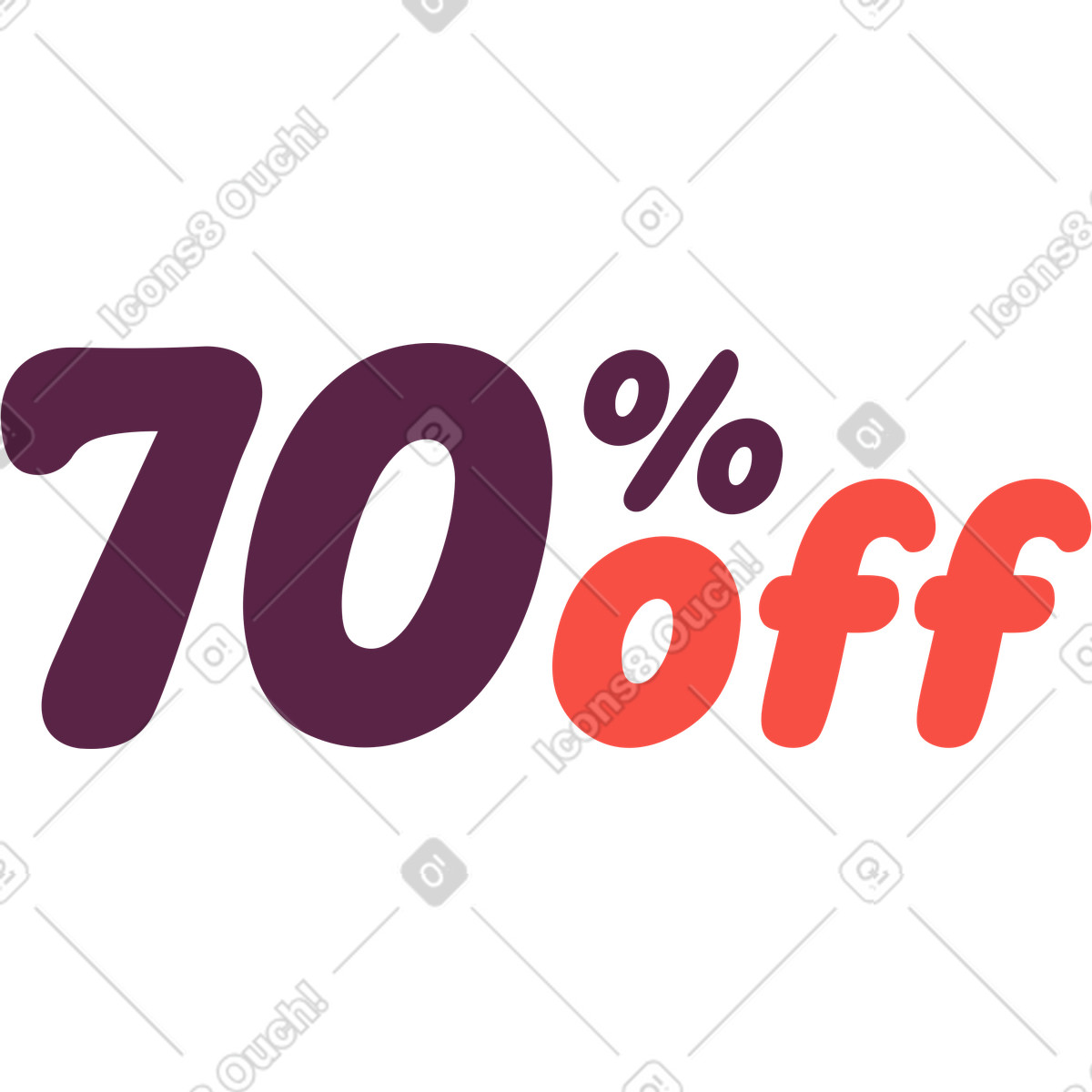 Illustration Soixante-dix pour cent de réduction dans le style Sammy à télécharger aux formats PNG, SVG
