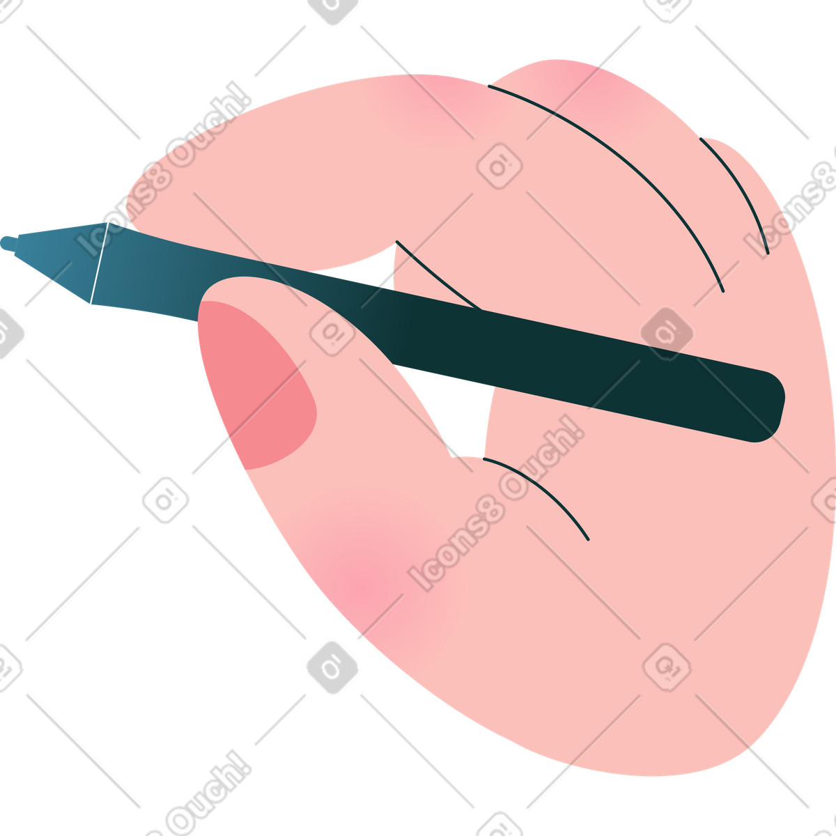 Ilustración Mano con lápiz en estilo Florid a descargar en PNG y SVG