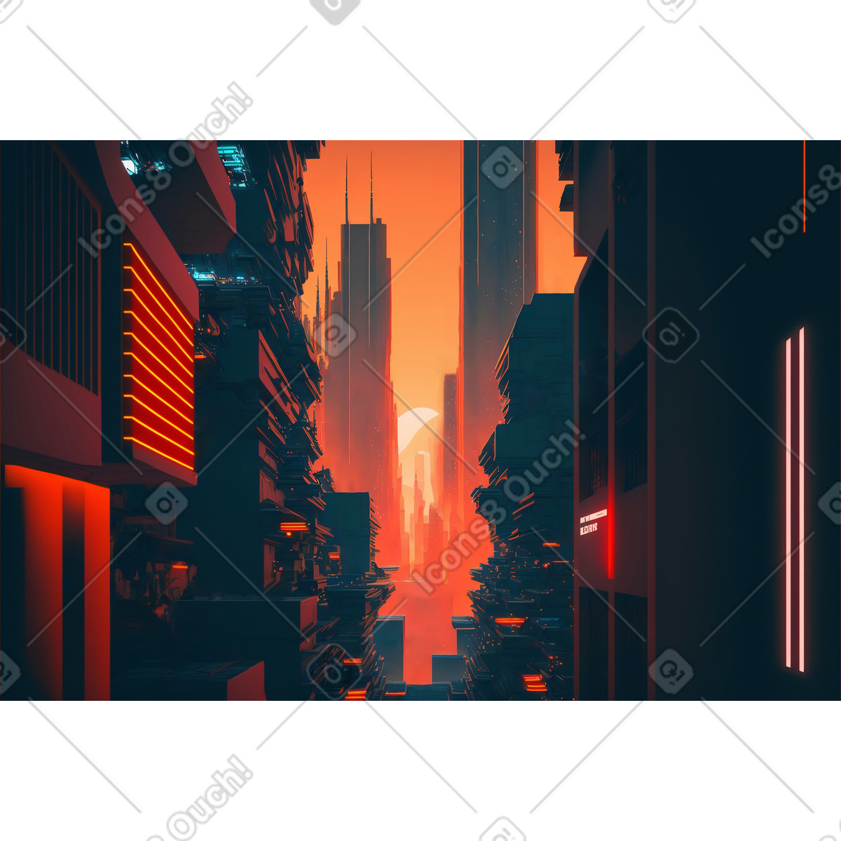 Landscape of futuristic city background illustration in Experimental style download in PNG, SVG