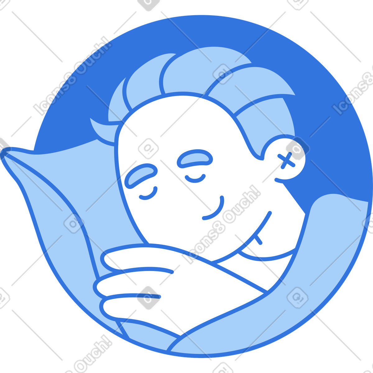 Man sleeping avatar illustration in Sky style download in PNG, SVG