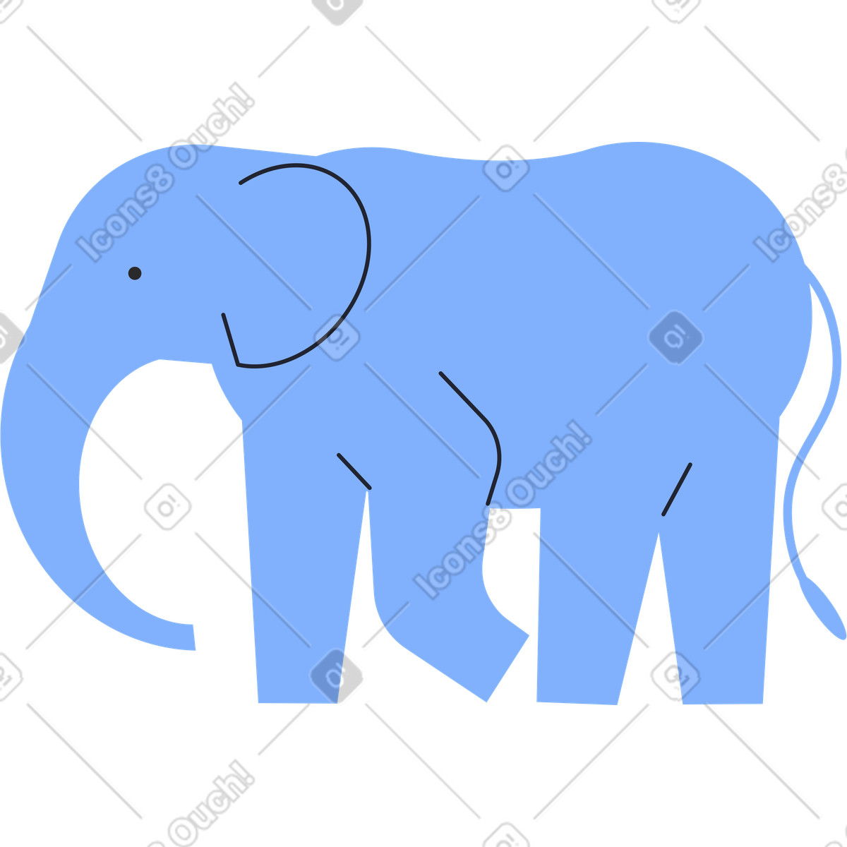 Elefant-Illustration im Pablita-Stil als Download in PNG, SVG