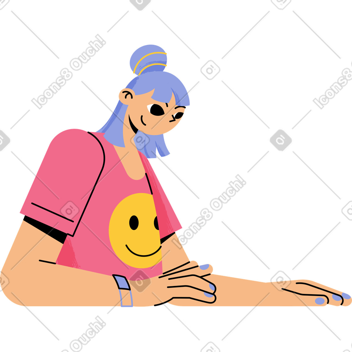 Illustration Fille regardant quelque part dans le style Juicy à télécharger aux formats PNG, SVG