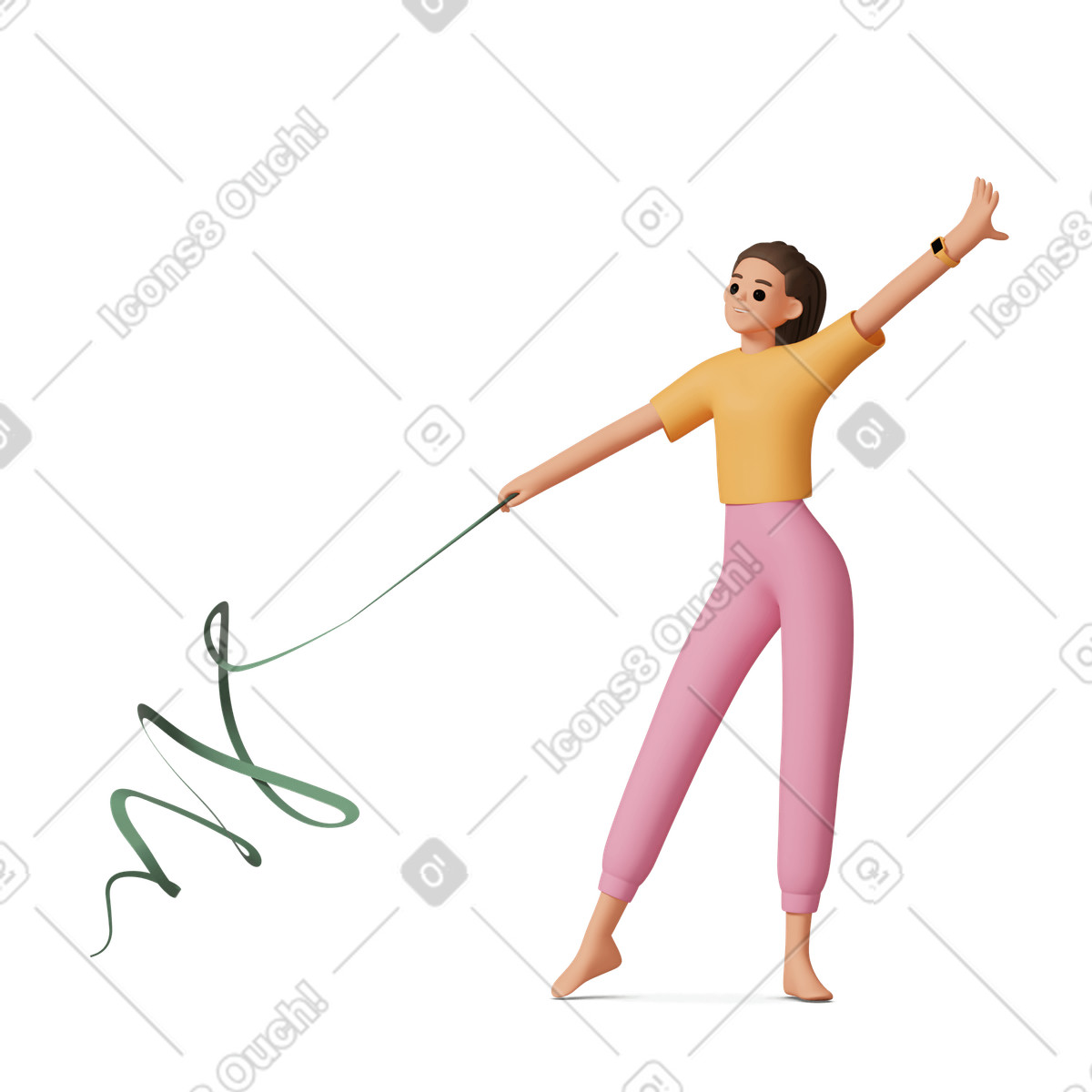 Rhytmic gymnastics illustration in 3D Casual life style download in PNG, SVG